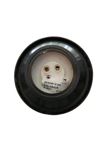 TRAKTOLAMP 8090R 12/24V; LUZ INDICADORA LED ÁMBAR (ROJO) REDONDA DE 2.1/2" CON 9 BUJIAS / OJAL DE GOMA Y ENCHUFE DE 2 CLAVIJAS