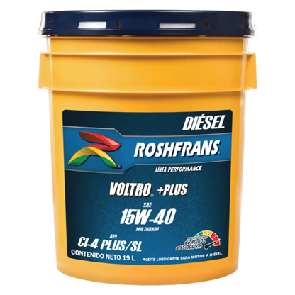 CUBETA VOLTRO+PLUS DE ACEITE + SAE 15W40 API CIA (ROSHFRANS)