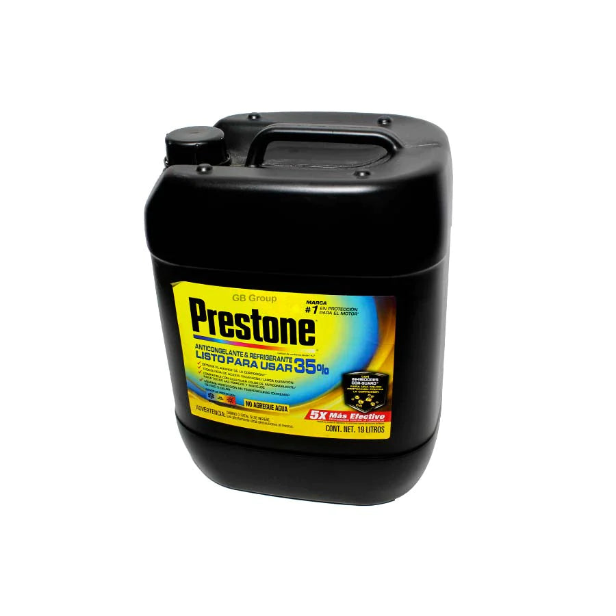 PRESTONE® 35% CUBETA MEZCLA PRECISA TODOS LOS VEHÍCULOS ANTICONGELANTE + REFRIGERANTE LISTO PARA USAR