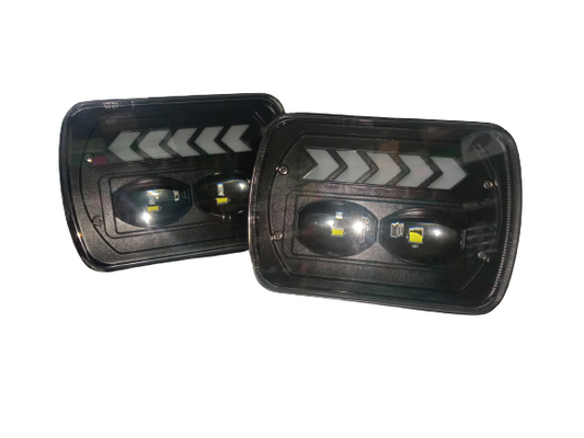 *L5* FOCO LED RECTANGULAR 7'' (PAR) con DRL Amarillo y LUZ Sequential JEEP/TOYOTA