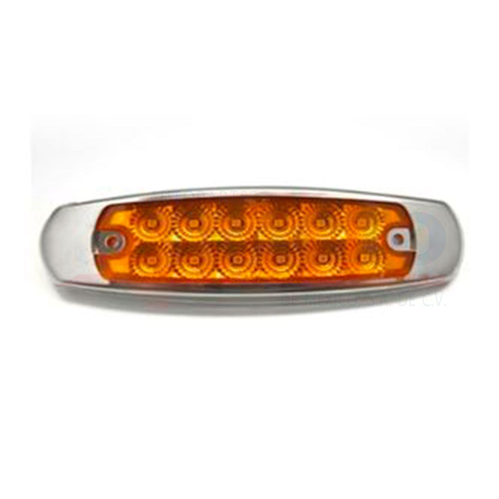 *J3*LUX LLS010A/ LLS10A CORTESIA LED 12V 6.4" 12-LED *Ambar, Marco Cromado