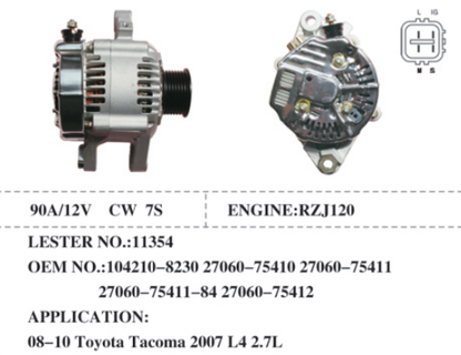 ALTERNADOR 11354N 12V PARA TOYOTA TACOMA 07-15 80 AMP (KONIGMANN)