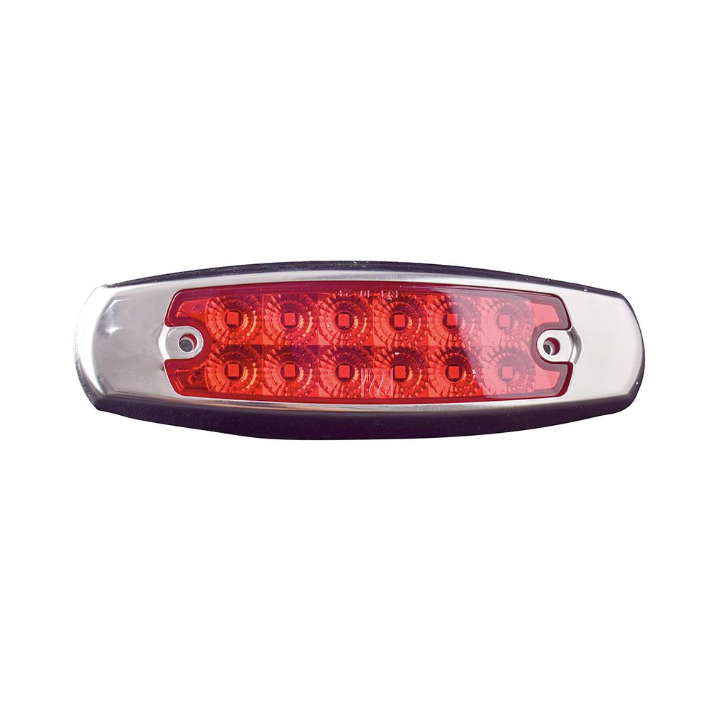 LUZ DE CORTESIA LATERAL ROJA TRAKTOLAMP 8097CR 12/24V LED -  LUZ FIJA CON BISEL METALICO CROMADO