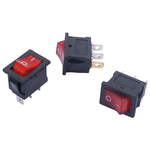 KCD1 INTERRUPTOR BASCULANTE 3 PINES 2 POSICIONES ON/OFF CA 6A / 125V 10A / 250V LUZ LED ROJA