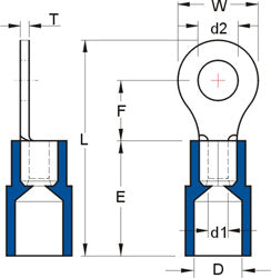 1/4" 6.4mm (No.12) TERMINAL DE ANILLO CRIMPADO DOBLE CON AISLAMIENTO DE VINILO