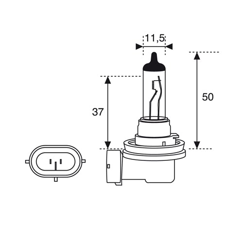 H11 12V (52-H11) AMOLUX BOMBILLA HALÓGENA LARGA DURACION - 55 WATTS