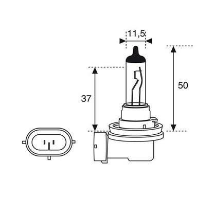 H11 12V (52-H11) AMOLUX BOMBILLA HALÓGENA LARGA DURACION - 55 WATTS