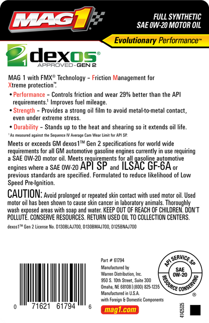 MAG1 ACEITE DE MOTOR COMPLETAMENTE SINTÉTICO