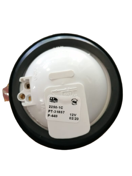 TRAKTOLAMP 2250-1C LUCES EN BLANCO REDONDAS PARA CAMIONES Y REMOLQUES - LUCES DE RETROCESO / TRASERAS CON DIAMETRO DE 4" CON ARANDELA DE GOMA - MONTAJE EMPOTRADO - CON ENCHUFE FLEXIBLE DE 3 CABLES KIT SELLADO CON OJAL ABIERTO Y COLETA /12V