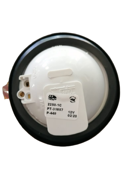 TRAKTOLAMP 2250-1C LUCES EN BLANCO REDONDAS PARA CAMIONES Y REMOLQUES - LUCES DE RETROCESO / TRASERAS CON DIAMETRO DE 4" CON ARANDELA DE GOMA - MONTAJE EMPOTRADO - CON ENCHUFE FLEXIBLE DE 3 CABLES KIT SELLADO CON OJAL ABIERTO Y COLETA /12V