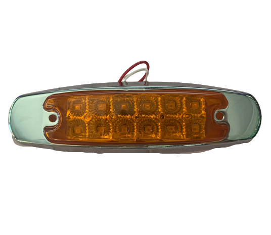 LUZ DE CORTESIA LATERAL ANARANJADA TRAKTOLAMP 8097CA 12/24V LED -  LUZ FIJA CON BISEL METALICO CROMADO