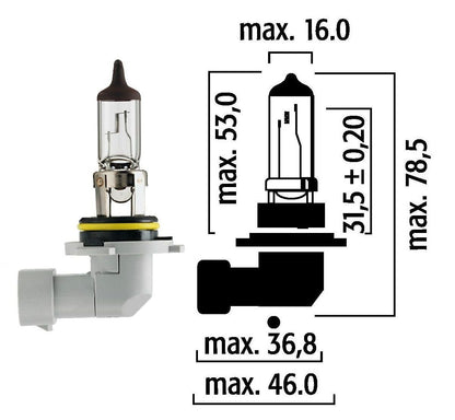 *J4* BUJIA 9006 12V (FLOSSER HB4) BOMBILLA HALÓGENA CON BASE DE PLASTICO PARA FAROS - 51 WATTS P22D