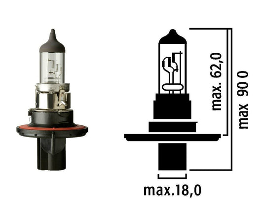 9008 12V (FLOSSER H13) BOMBILLA HALÓGENA CON BASE DE PLASTICO PARA FAROS - 60/55 WATTS