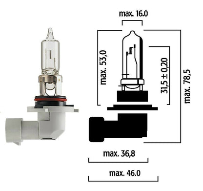 *J4* BUJIA 9005 12V (FLOSSER HB3) BOMBILLA HALÓGENA CON BASE DE PLASTICO PARA FAROS - 60 WATTS