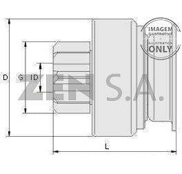 *F4*BÉNDIX (ZNP-0843)  MITSUBISHI OEM № 15871; № DIENTES: T 8, DIÁ.E PIÑÓN: G 28.2, LONG. 43; UTILIZADO EN: HYUNDAI, KIA, MITSUBISHI, SUZUKI...