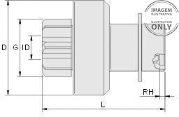 *F4* BÉNDIX ZEN 0450 ZNP-18068 (BN037 / BN037Z)  MANDO, MITSUBISHI DD, PMDD; SPL-8, № DIENTES: T 8, DIÁ.E PIÑÓN: G 28.2, LONG. 55.5; UTILIZADO EN: HYSTER, HYUNDAI, KIA, MAZDA, MITSUBISHI...